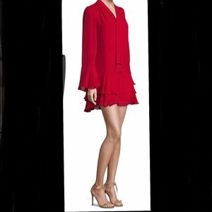 Parker tie front flare sleeve dress - red